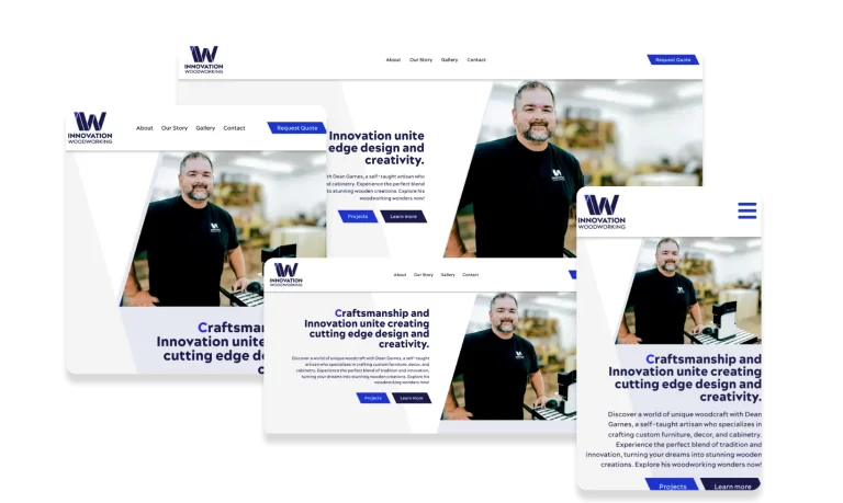 Portfolio photo of a Beautiful Responsive Web Design Work on Desktop, Tablet and Mobile Phones for Innovation Woodworking