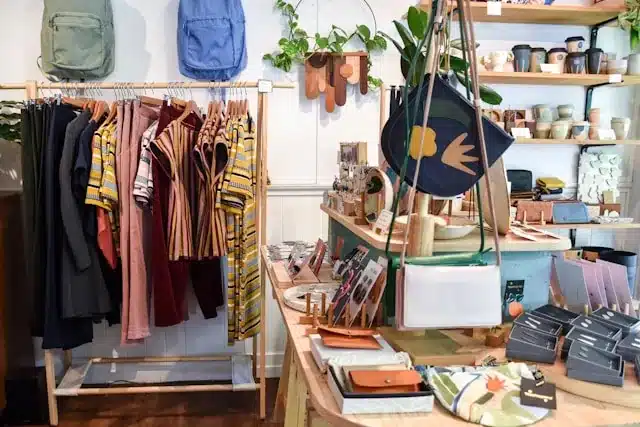 interior of a small business that sells boutique clothing